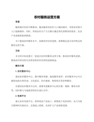 农村服务运营方案