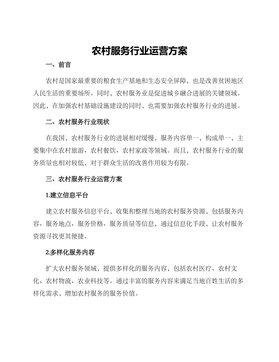 农村服务行业运营方案_第1页