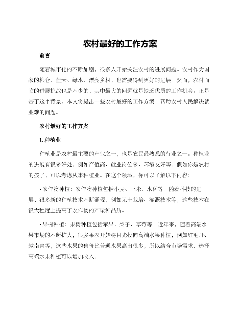 农村最好的工作方案_第1页