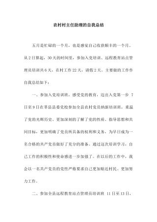 农村村主任助理的自我总结