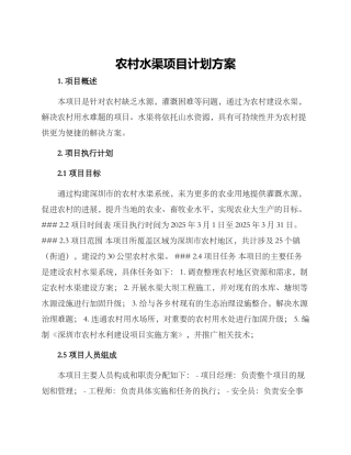农村水渠项目计划方案