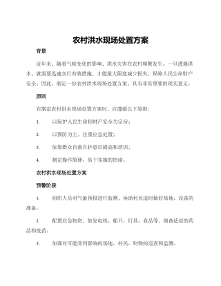 农村洪水现场处置方案