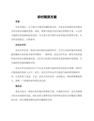 农村筹资方案