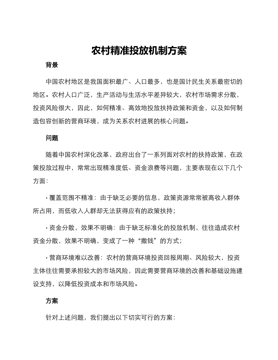 农村精准投放机制方案_第1页