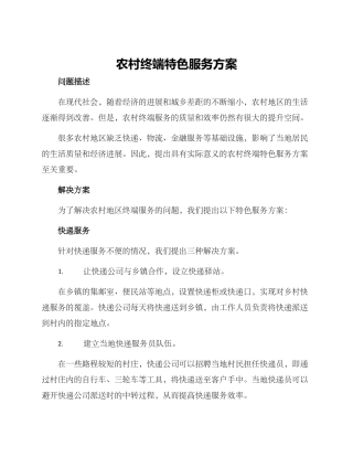 农村终端特色服务方案