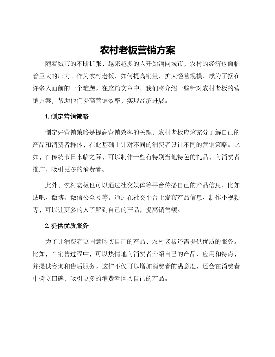 农村老板营销方案_第1页