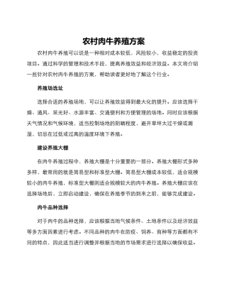 农村肉牛养殖方案