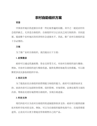 农村自助组织方案