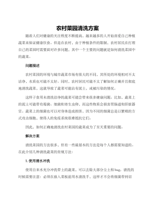农村菜园清洗方案