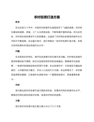 农村街景打造方案