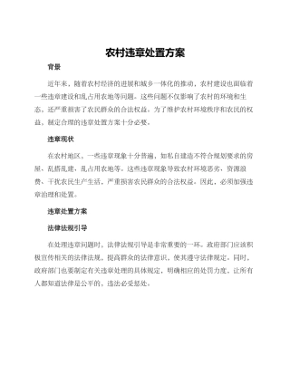 农村违章处置方案