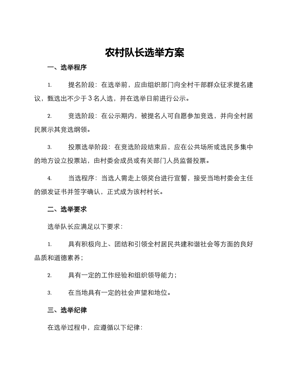 农村队长选举方案_第1页