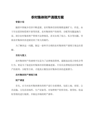 农村集体财产清理方案