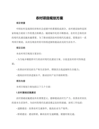 农村项目规划方案