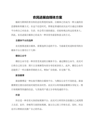 农民发展自媒体方案