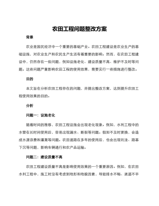 农田工程问题整改方案