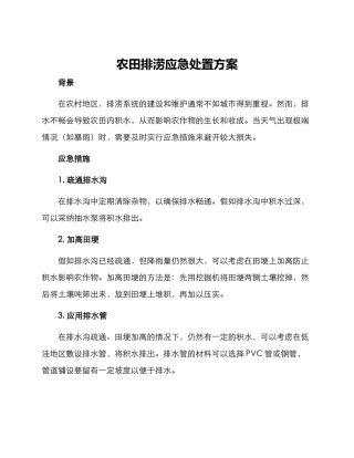农田排涝应急处置方案