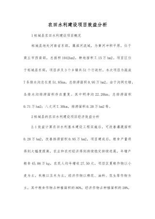 农田水利建设项目效益分析