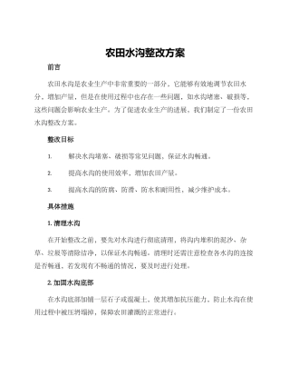 农田水沟整改方案