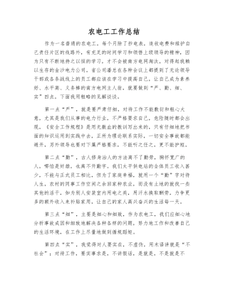 农电工工作总结