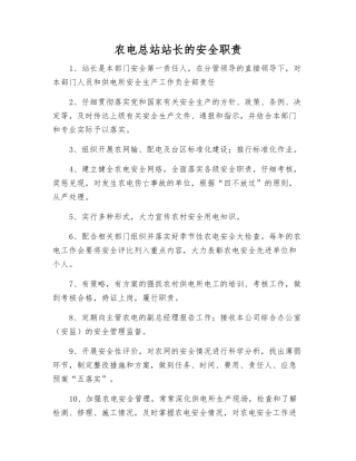 农电总站站长的安全职责