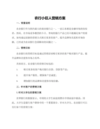 农行小巨人营销方案