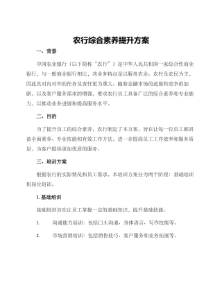 农行综合素质提升方案