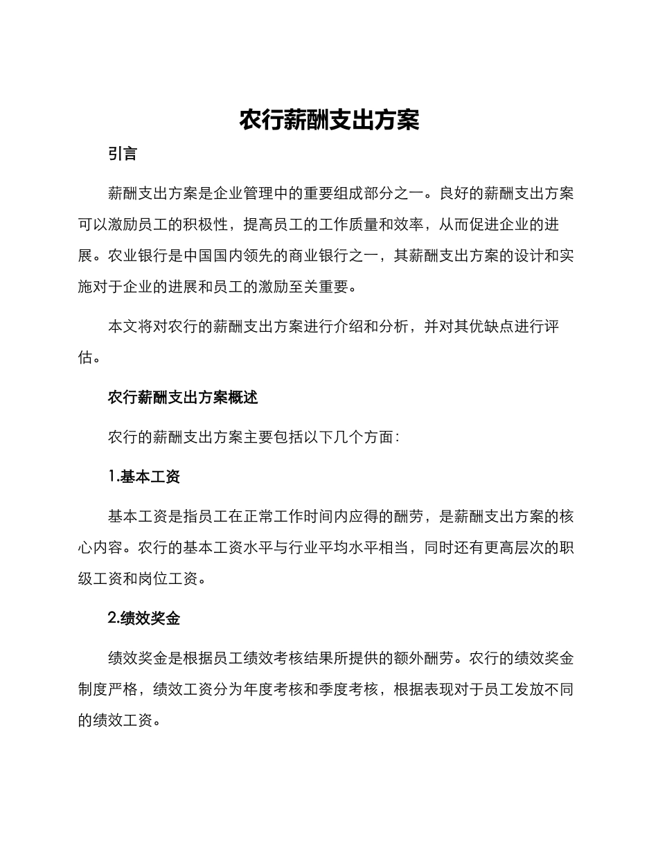 农行薪酬支出方案_第1页