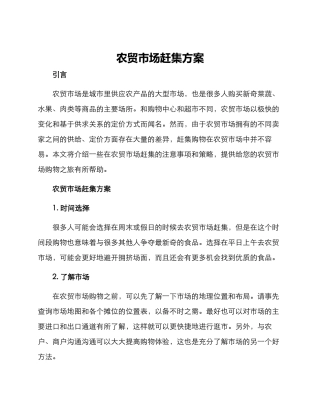 农贸市场赶集方案
