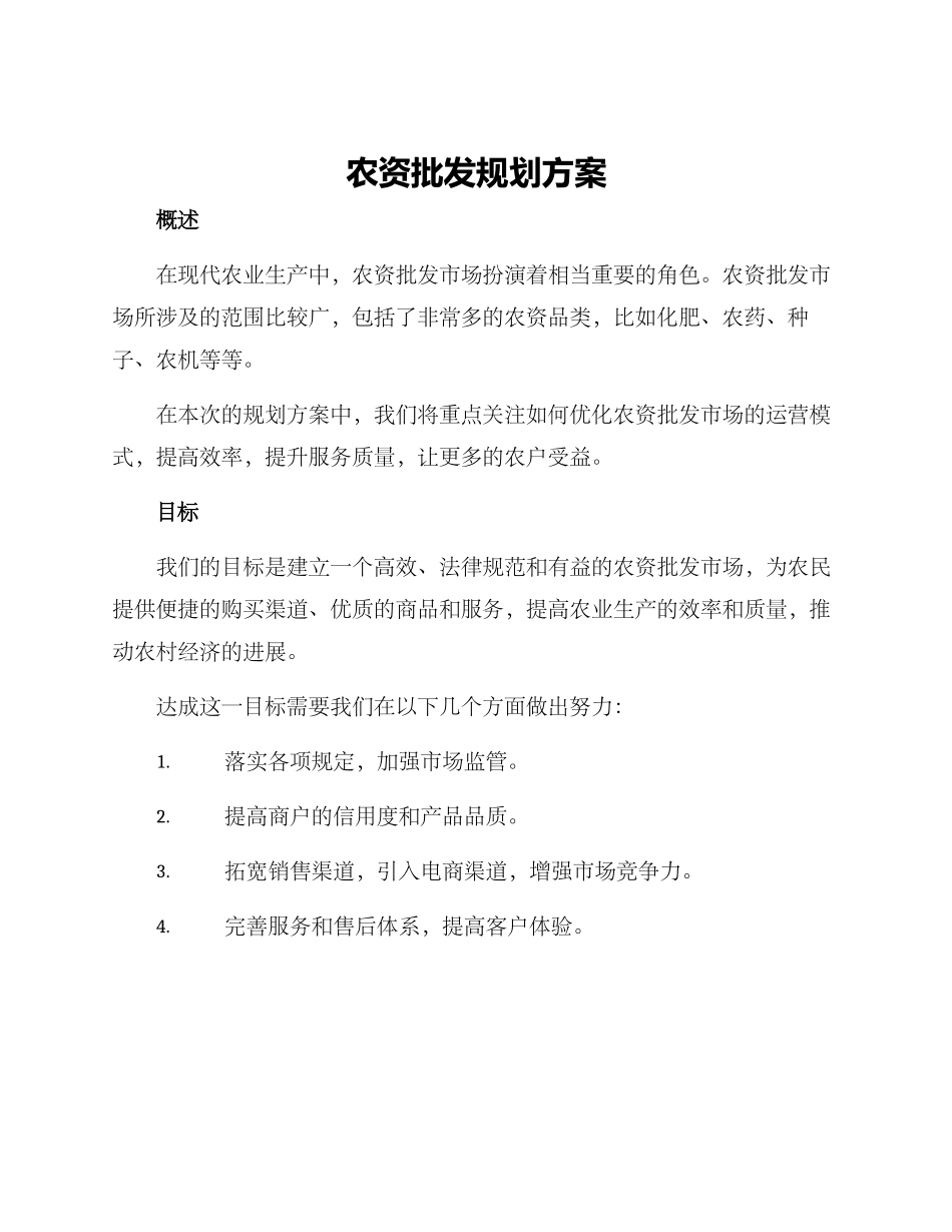 农资批发规划方案_第1页