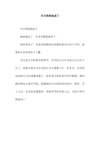 冬天悄悄地来了