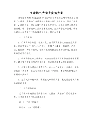 冬季燃气大排查实施方案
