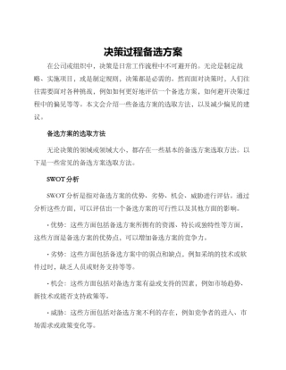 决策过程备选方案