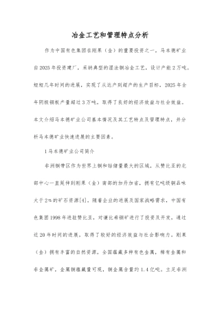 冶金工艺和管理特点分析