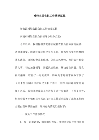 减轻农民负担工作情况汇报