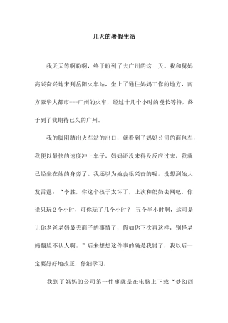 几天的暑假生活