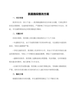 凯里路段整改方案