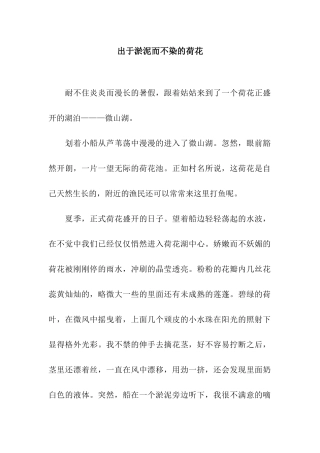 出于淤泥而不染的荷花