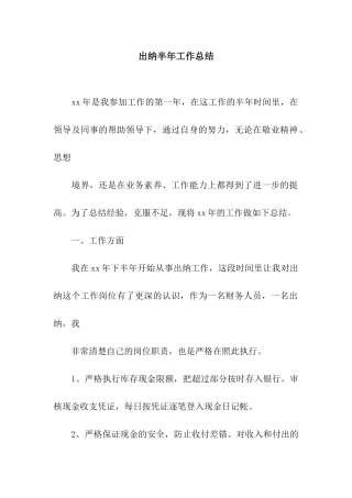 出纳半年工作总结