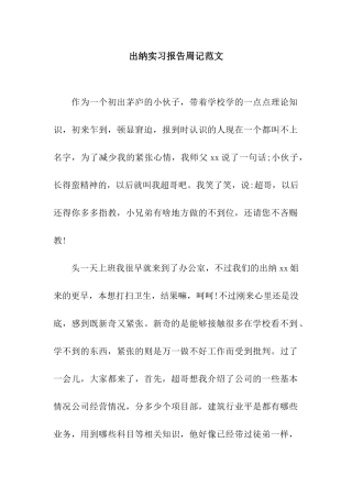 出纳实习报告周记范文