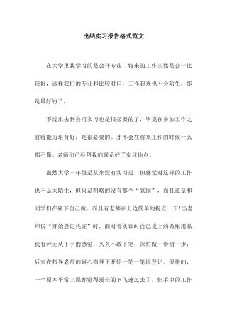 出纳实习报告格式范文