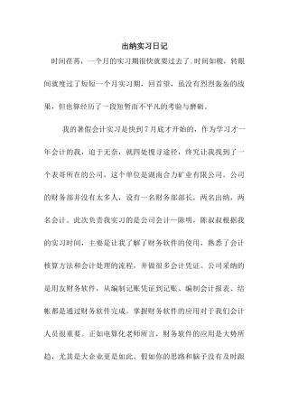 出纳实习日记