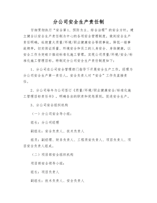 分公司安全生产责任制
