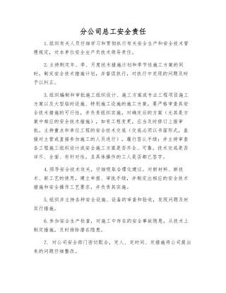 分公司总工安全责任