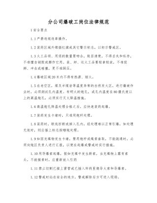 分公司爆破工岗位规范