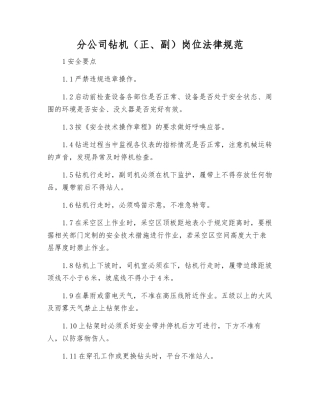 分公司钻机岗位规范