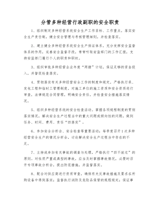 分管多种经营行政副职的安全职责