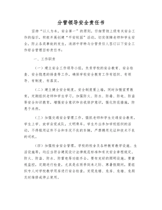 分管领导安全责任书