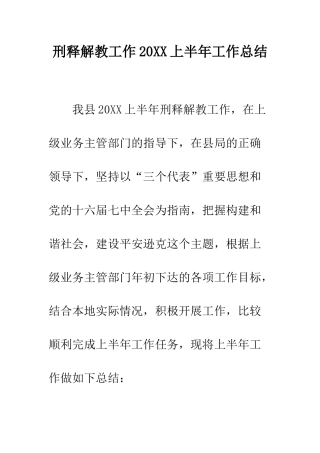 刑释解教工作2025上半年工作总结--精编范文