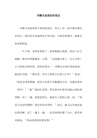 刘曙光是我的好朋友
